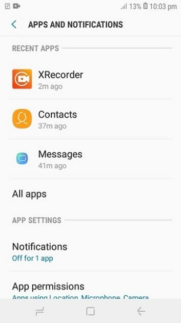 app and notification setup on phone