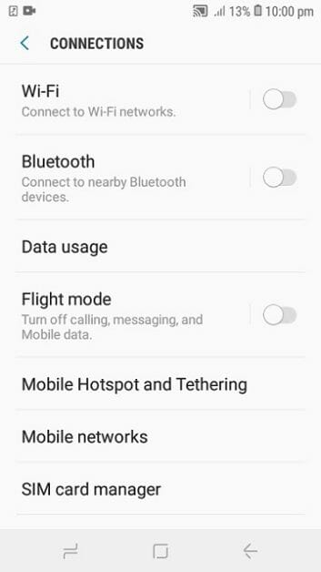 connection setup on phone