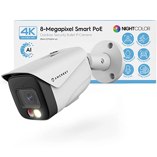 Amcrest 4K IP PoE AI Camera UltraHD 8MP Security Outdoor Camera, FOV 129°,...