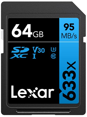 Lexar Professional 633x 64GB SDXC UHS-I Cards, Up To 95MB/s Read, for...