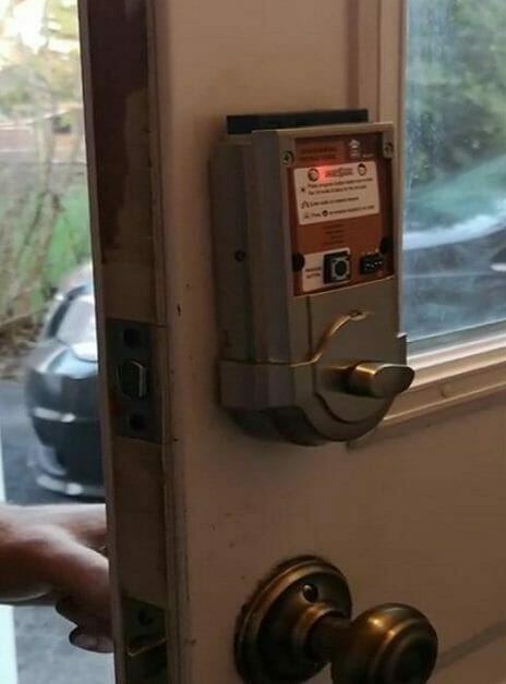 opening the door with lock