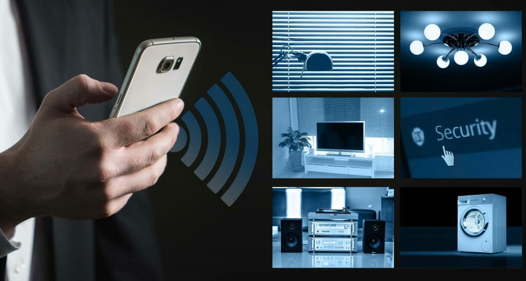 a hand holding a phone with wifi symbol