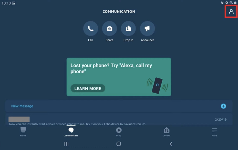 communication setting on Alexa