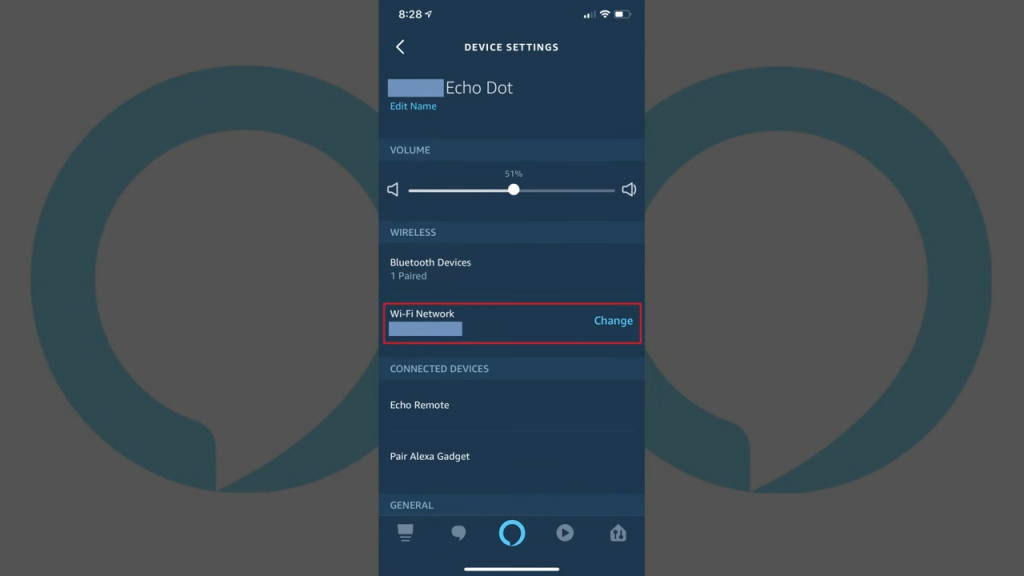 echo wifi network setting