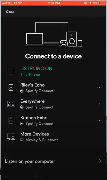 connecting device to spotify music